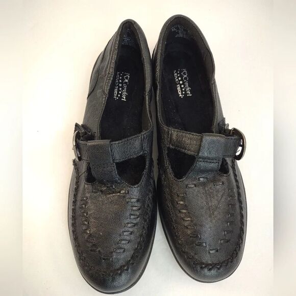 I love Comfort Black Slip-On Loafer Memo Tech Buckle Hook loop Strap 8.5 - Picture 4 of 16